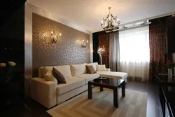 Living room design with dark wallpaper