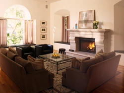 Fireplace in the living room in the house design photo