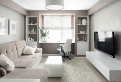 Living room design 11 sq m photo with sofa