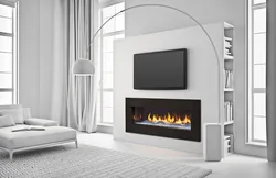 Built-in fireplace in the living room interior