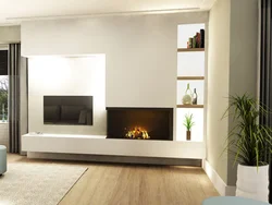 Built-in fireplace in the living room interior