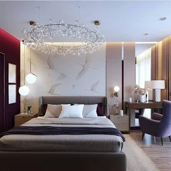 Chandeliers and lamps in the bedroom interior