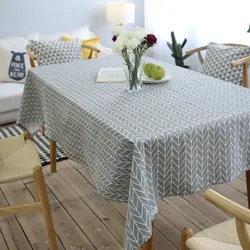 Modern tablecloth on the kitchen table photo