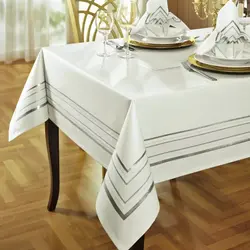 Modern tablecloth on the kitchen table photo