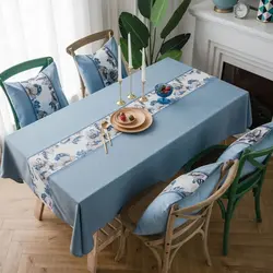 Modern tablecloth on the kitchen table photo