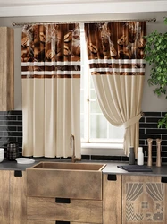 Curtain design for brown kitchen
