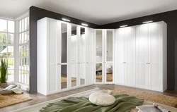 Modern bedroom wardrobe with mirror photo