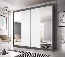 Modern bedroom wardrobe with mirror photo