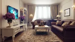 Color of curtains for brown furniture in the living room photo