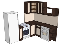 Photo small corner kitchens with a refrigerator and a washing machine