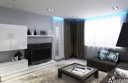 Living room design gray white black