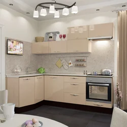 Combination of milky kitchen in the interior
