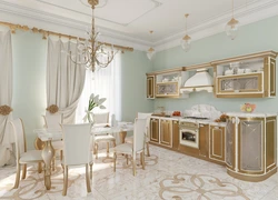 Kitchen interior white gold