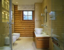 Ванна в деревянном доме с душевой дизайн