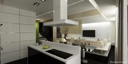 Living Room Kitchen Design In A High-Tech House
