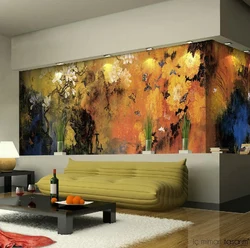 Fresco on the wall in the living room in a modern style photo