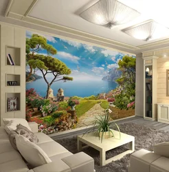 Fresco on the wall in the living room in a modern style photo