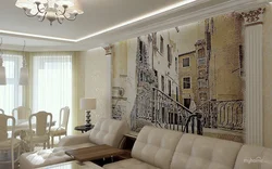 Fresco on the wall in the living room in a modern style photo