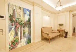 Fresco on the wall in the living room in a modern style photo