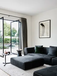 Гостиная дизайн фото с черным диваном