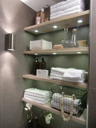 Photograph Shelves In The Bathroom