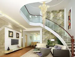 Living Room Interior With Stairs To The Second