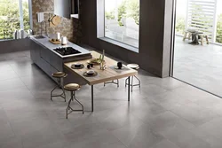 Porcelain tile flooring in the kitchen interior