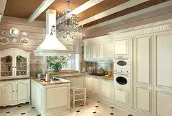 Белая Кухня В Деревянном Доме В Интерьере
