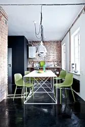 Loft style lamps in the kitchen interior