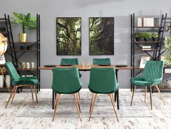 Зеленые стулья в интерьере кухни