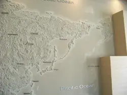 Koridorda dekorativ gips dünya xəritəsi daxili fotoşəkil