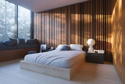 Bedroom interior design with slats