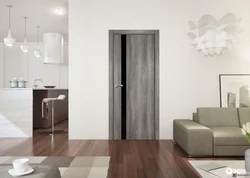 Gray laminate and gray doors in the interior of the apartment