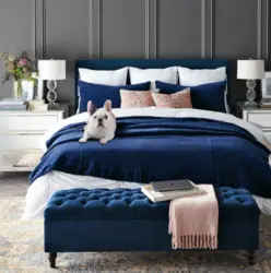 Blue Bed In The Bedroom Photo