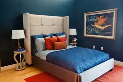 Синяя Кровать В Спальне Фото