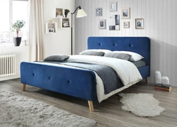 Blue Bed In The Bedroom Photo