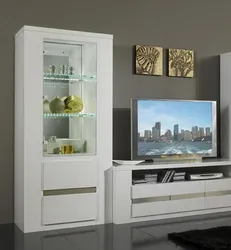 Modern cabinets for dishes in the living room photo