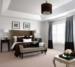White Bedroom With Dark Furniture Photo