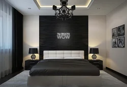 White bedroom with dark furniture photo