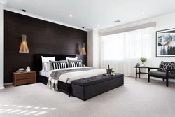 White Bedroom With Dark Furniture Photo