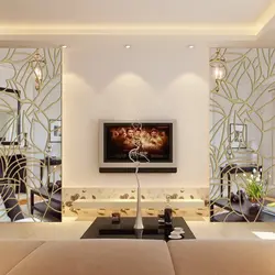 Дизайн стен в гостиной с телевизором в интерьере