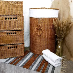 Laundry basket in the bathroom in the interior