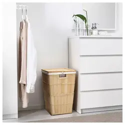 Laundry basket in the bathroom in the interior