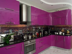 Черно фиолетовая кухня фото