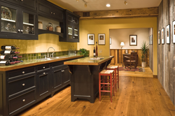 Kitchen dark oak in the interior photo