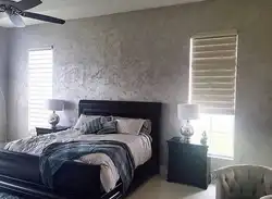 Textured plaster in the bedroom photo