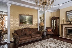 Living room interior with dark furniture in classic style