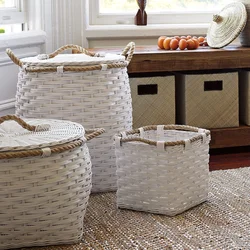 Wicker Baskets In The Bathroom Interior