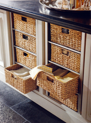 Wicker baskets in the bathroom interior