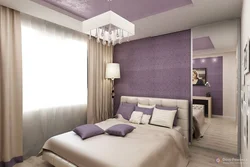 Lilac Beige Bedroom Interior